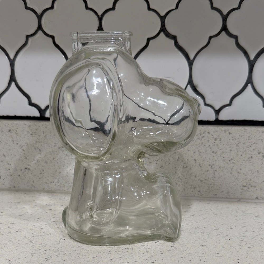 Vintage Snoopy Glass Piggy Bank